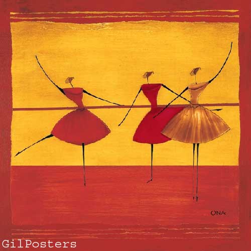 שלישיה אתני כתום אונה רקדנית אדום חום צהוב שמלה  תנועה מחול טריו שלישייה
